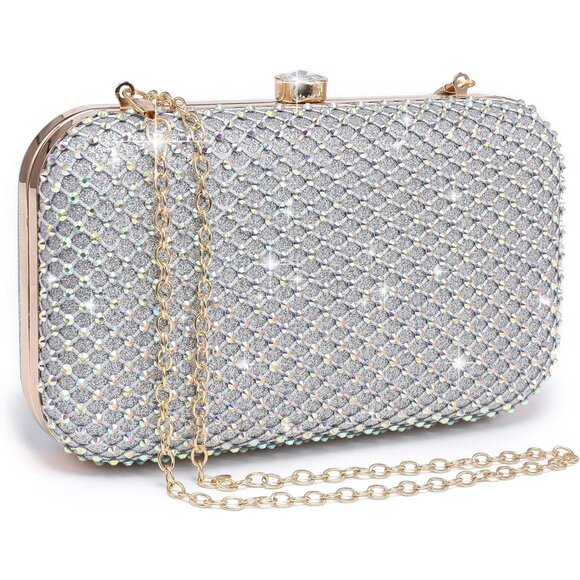 Women's Sparkling Evening Bag with Crystal Clasp for Formal Prom Party Wedding - Picture 1 of 6